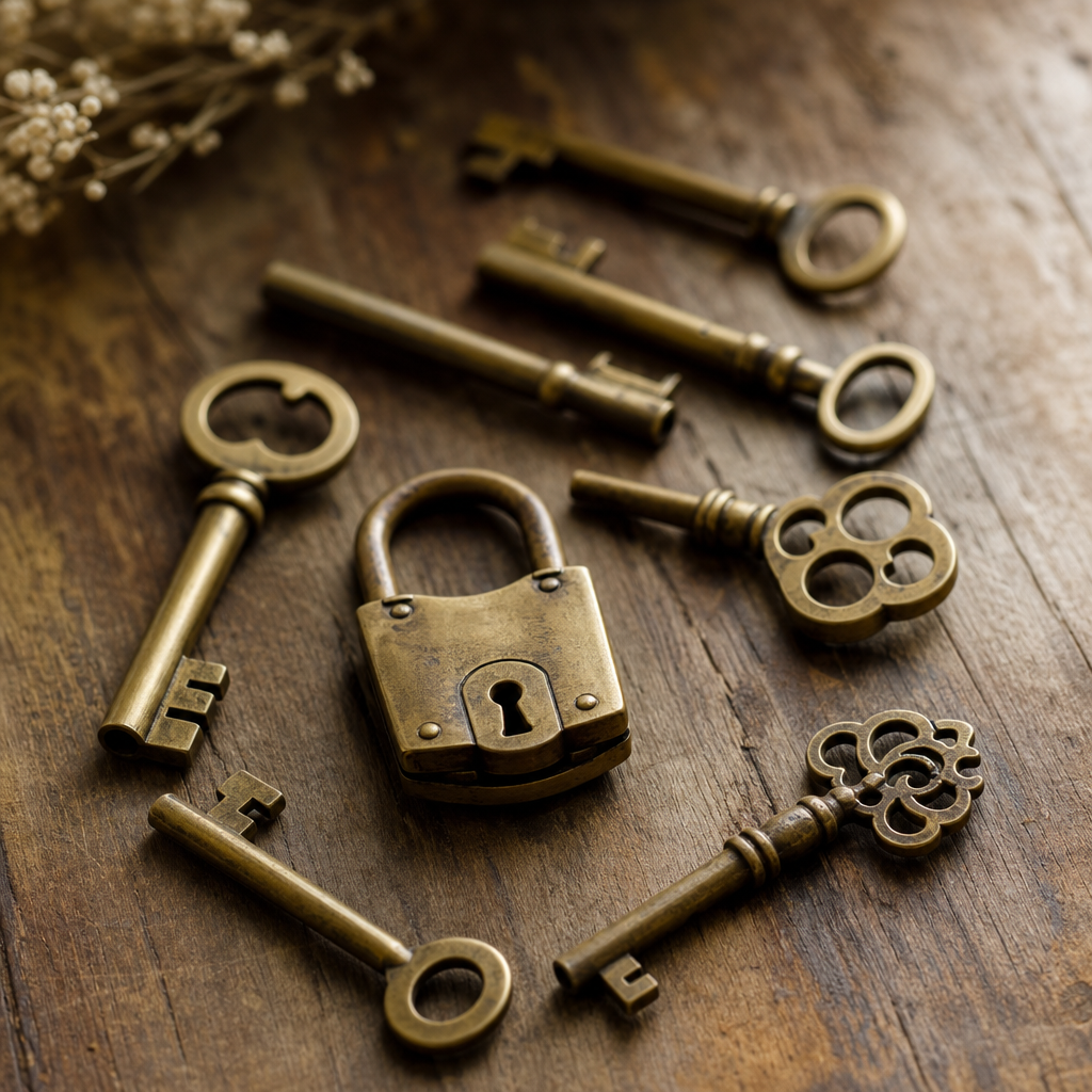 Brass keys and locksmith craftsmanship
